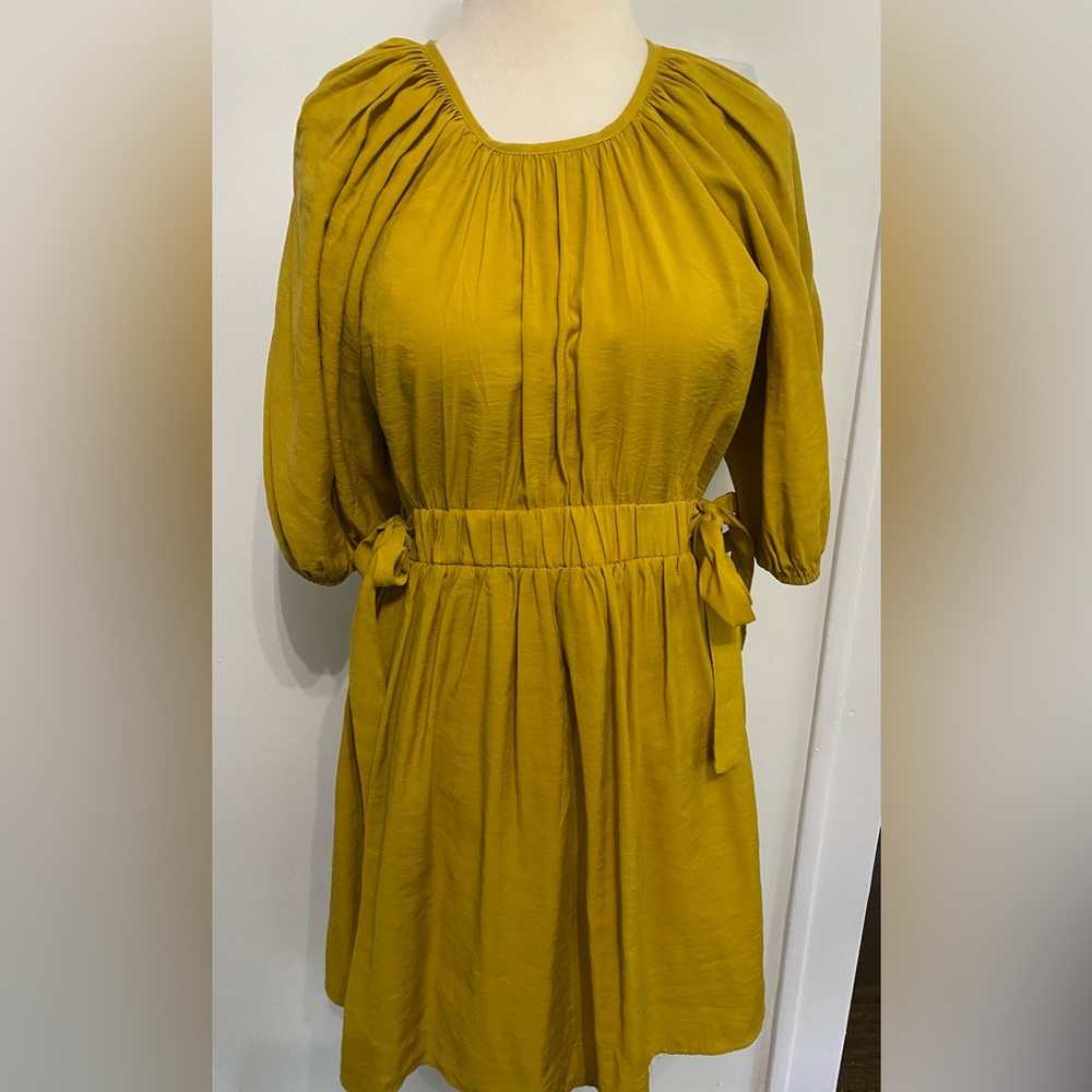 ZARA Yellow Dress/Top With Side Bow Detail - Size S